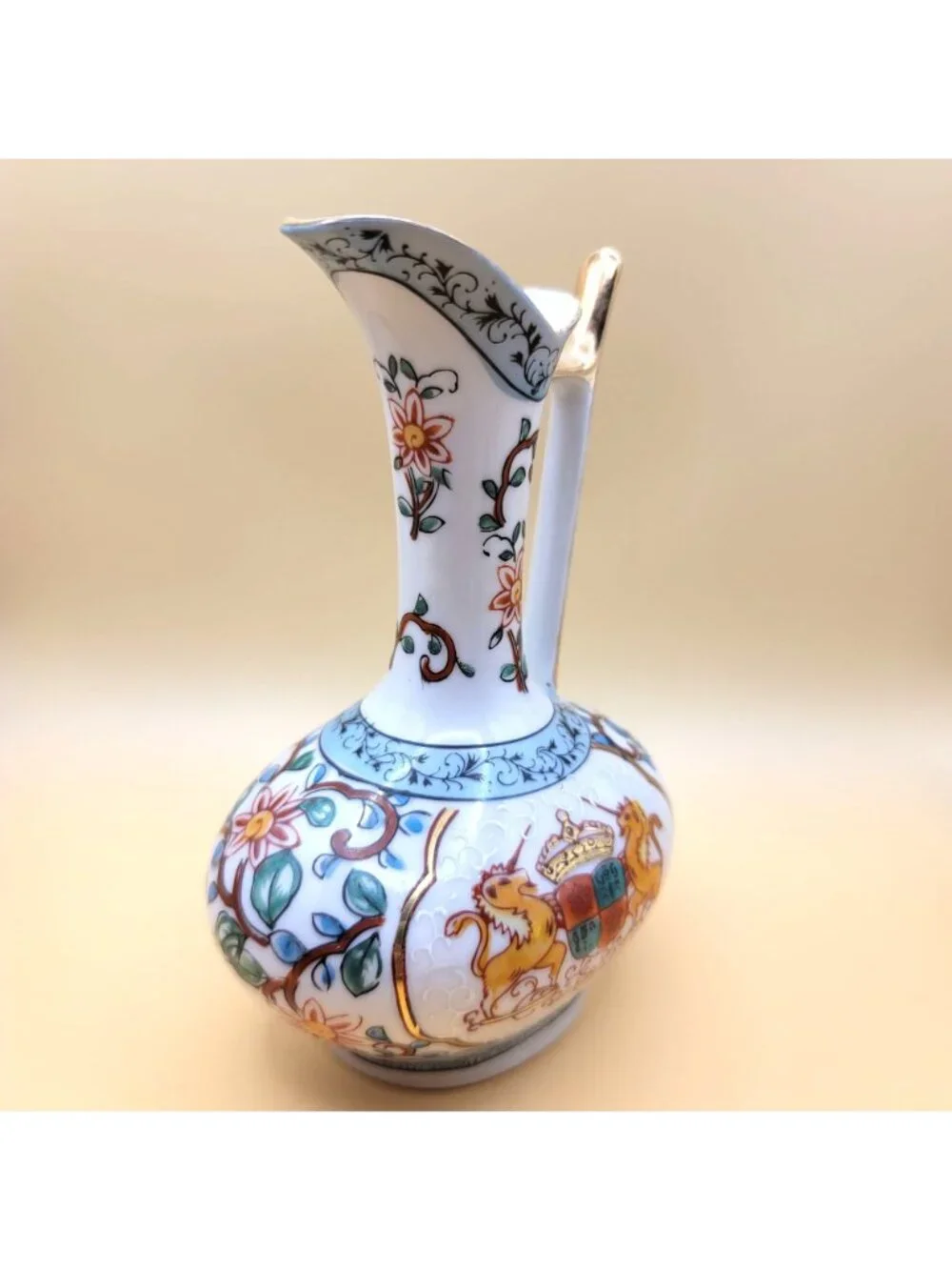 Vintage Hand-Painted Wine Pitcher Porcelain Lenwile Ardalt Ewer Floral sm2007